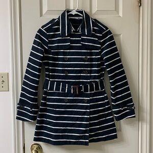 🌷3 for$25🌷Banana Republic, US SP, Navy & White Stripe Double Breasted Coat
